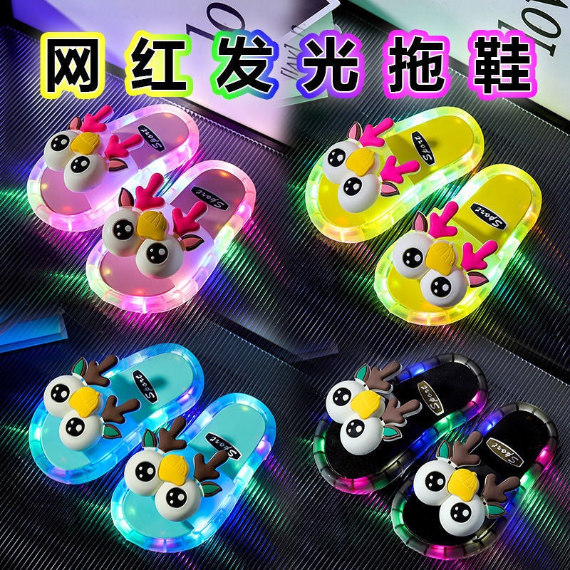 Children'S Slippers Summer Small And Medium-Sized Children'S Internet Popular Baby Animal Luminous Cute Indoor And Outdoor Anti-Slip Sandals For Boys And Girls - Image 4